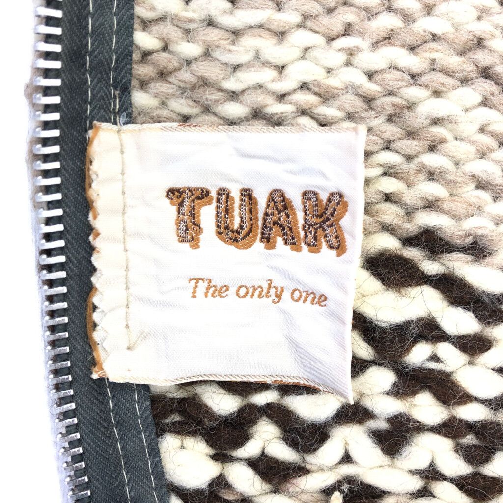 90年代 カナダ製 TUAK ハンドメイド ウール カウチン セーター 総柄