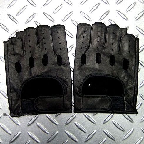 パンク ロック系 フィンガーレス レザー グローブ ブラック 黒