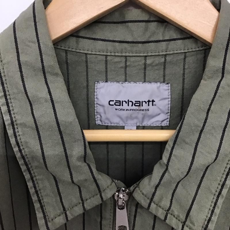 Carhartt カーハート ジップアップ 半袖シャツ ストライプ　ワークシャツ Carhartt カーハート ジップアップ シャツ ストライプ ブラック