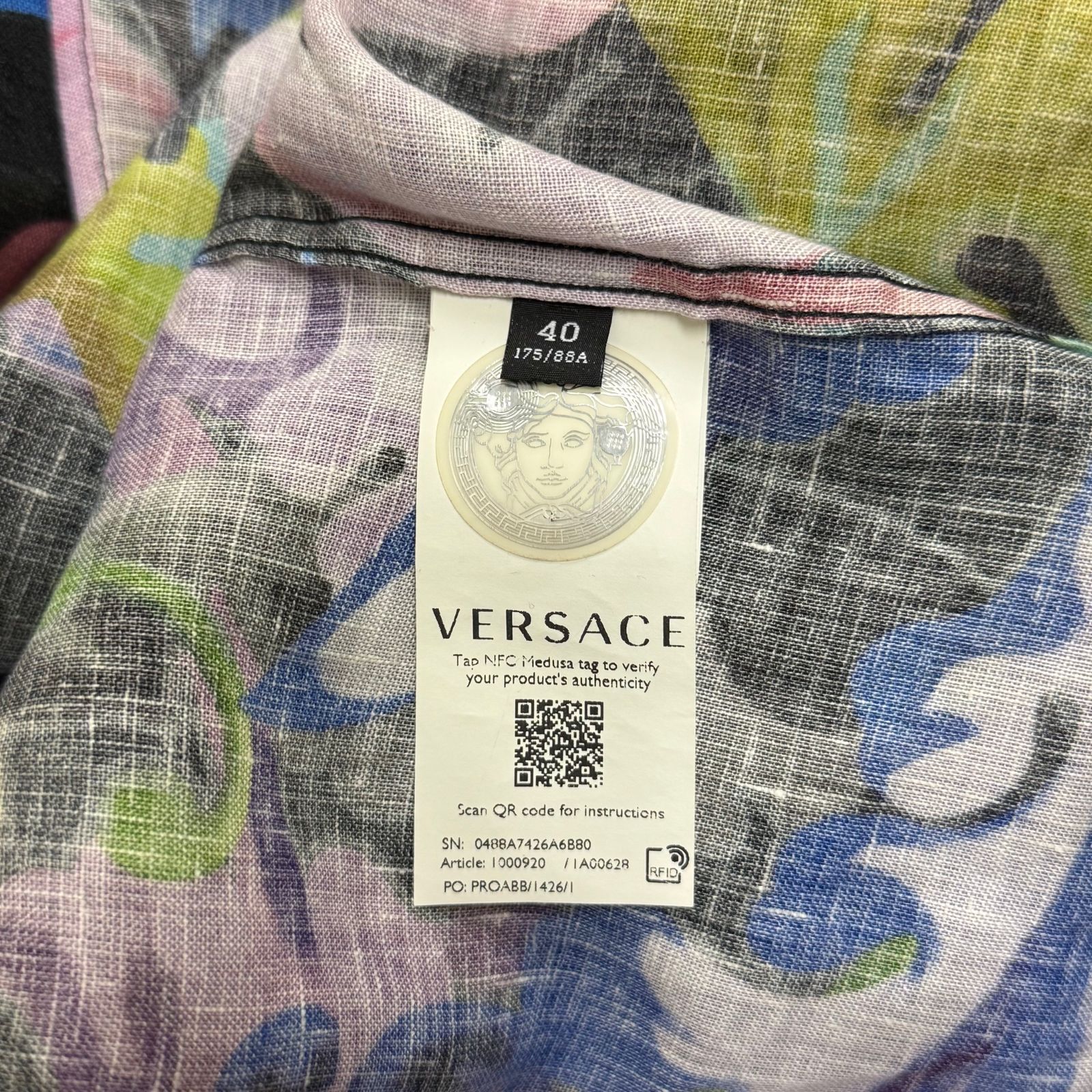 VERSACE HERITAGE FIT 総柄 シャツ 長袖リネンシャツ ヴェルサーチ