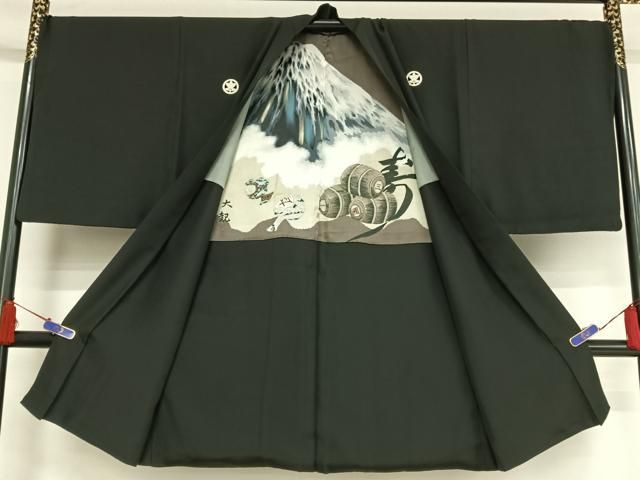 平和屋着物○男性 黒紋付・羽織セット 正絹 逸品 AABA5046np - メルカリ