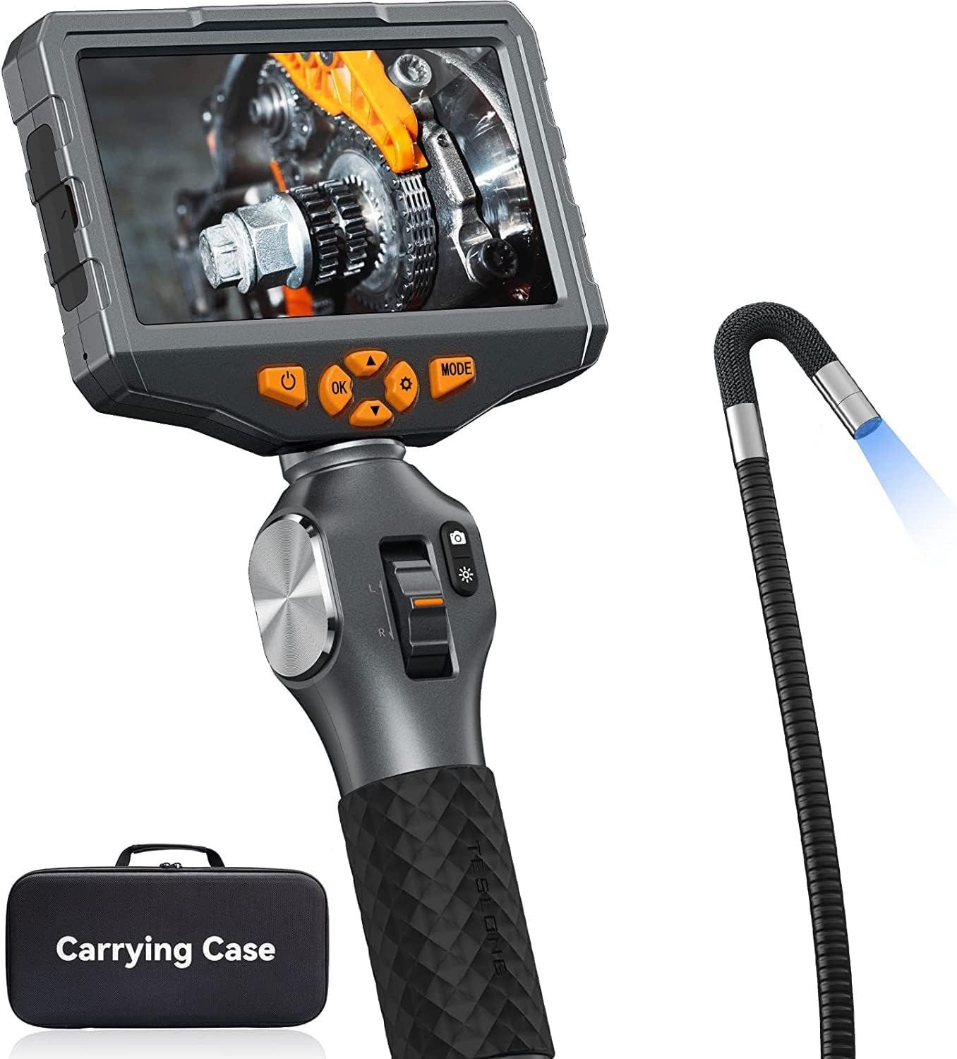 先端可動式内視鏡カメラ 5インチIPSモニター 音声録画対応 IP67防水 Wi-Fi画面共有 6.2mm 細カメラ 工業用スネークカメラ