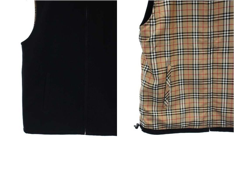 バーバリーゴルフ フリース ベスト リバーシブル 黒/チェック L バーバリーゴルフ フリース ベスト リバーシブル 黒/チェック L