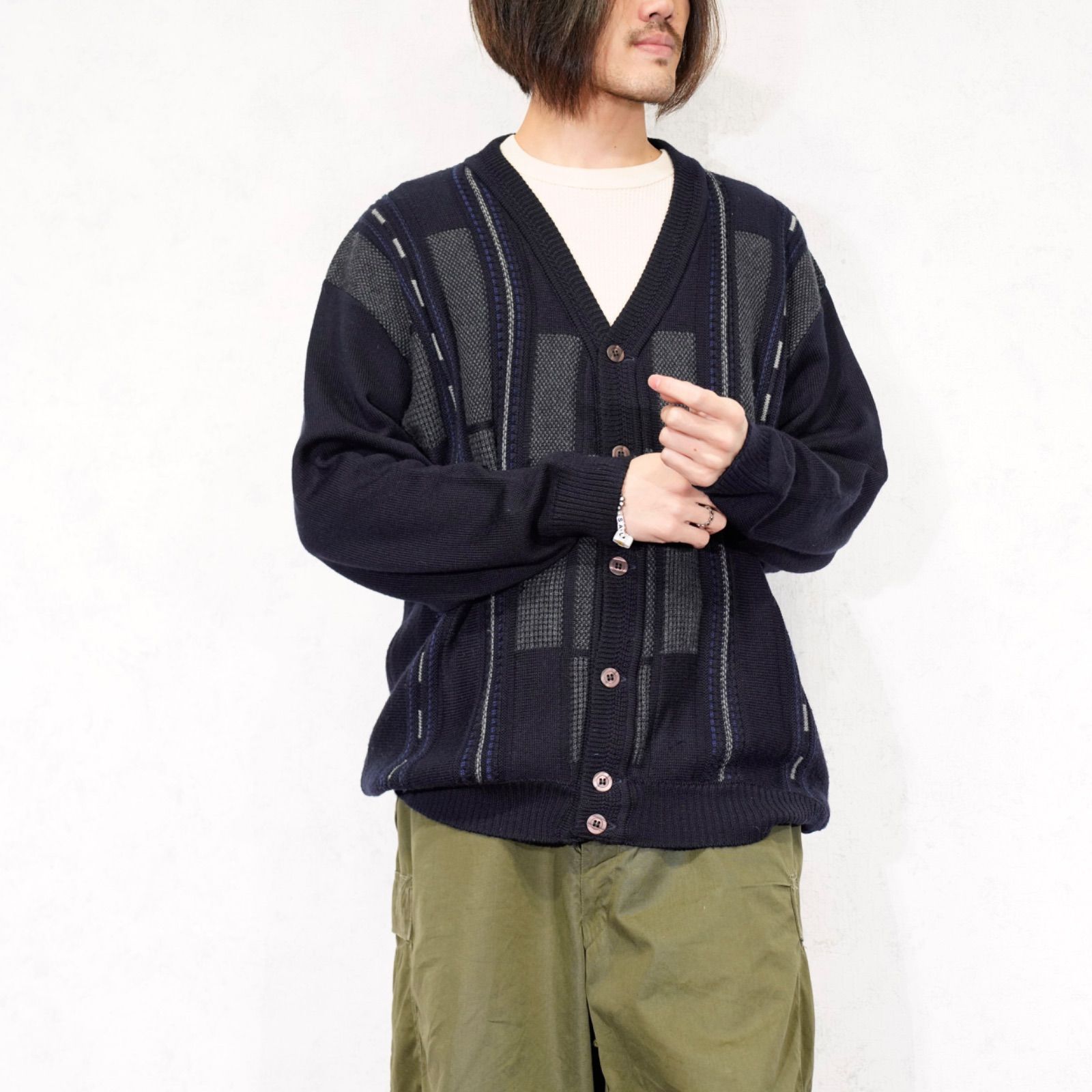 KNIT CARDIGAN|ヨーロッパ古着刺繍デザインウールニットカーディガン