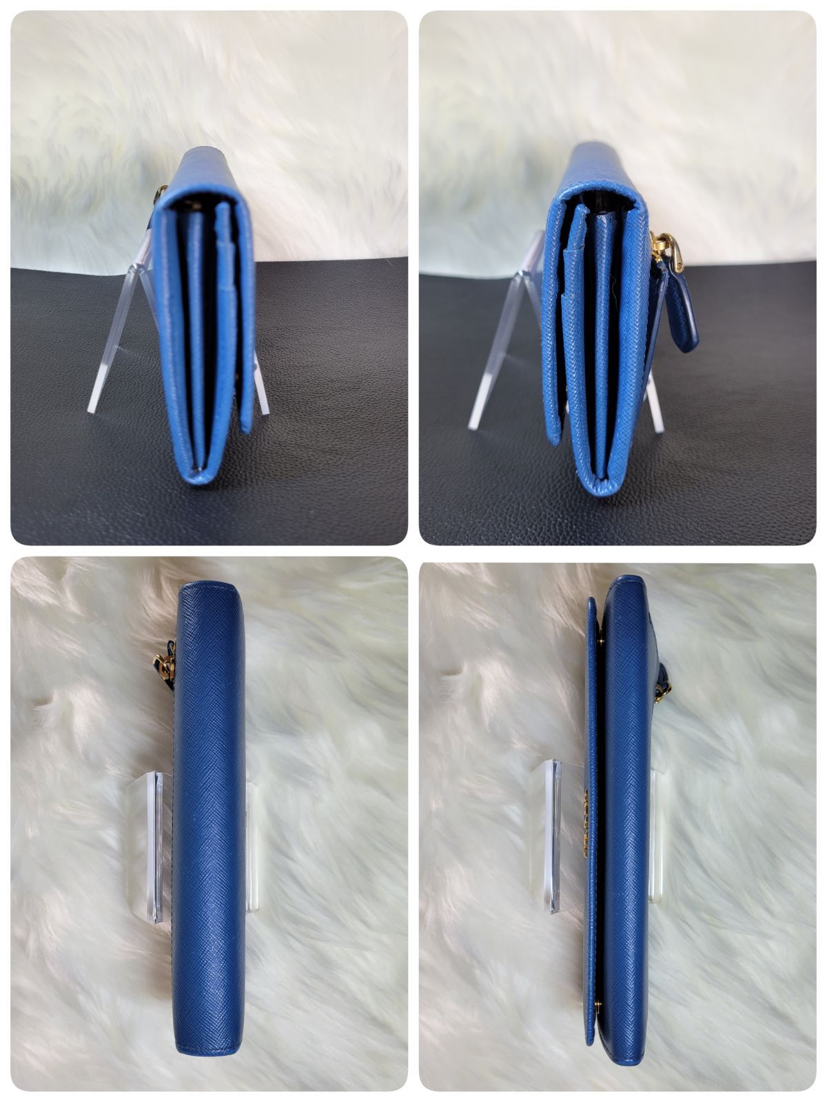 PRADA プラダ サフィアーノ フラップ式 長財布 レザー ライトブルー