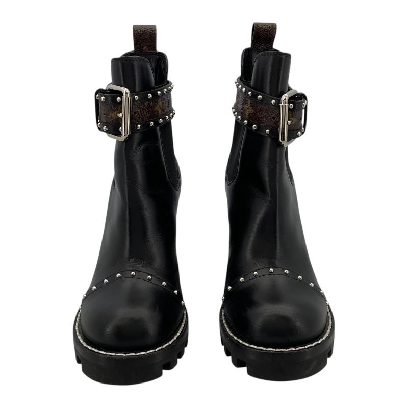 ルイ ヴィトン LOUIS VUITTON スタートレイルライン ショートブーツ MD0921 ブラック レザー レディース ブーツ