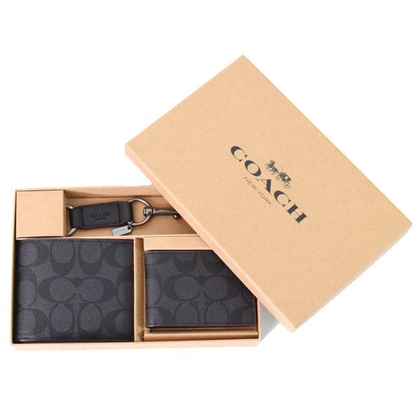 コーチ メンズ 長財布 COACH メンズ コーティングキャンパス レザー 