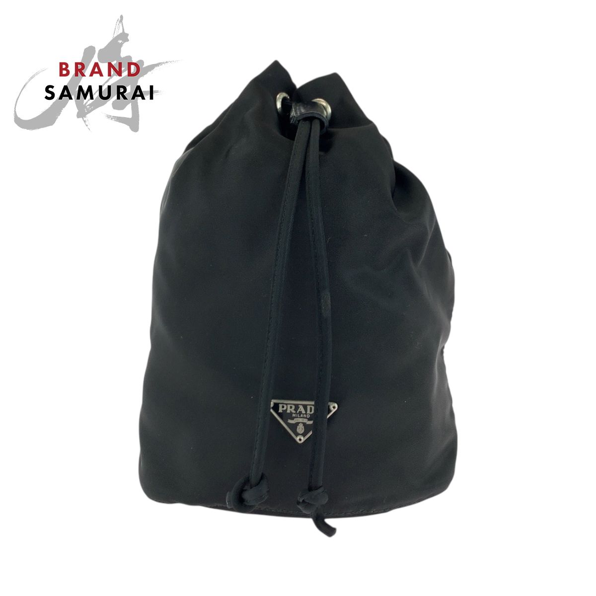 美品 PRADA プラダ テスート 三角ロゴプレート ブラック 黒 シルバー 
