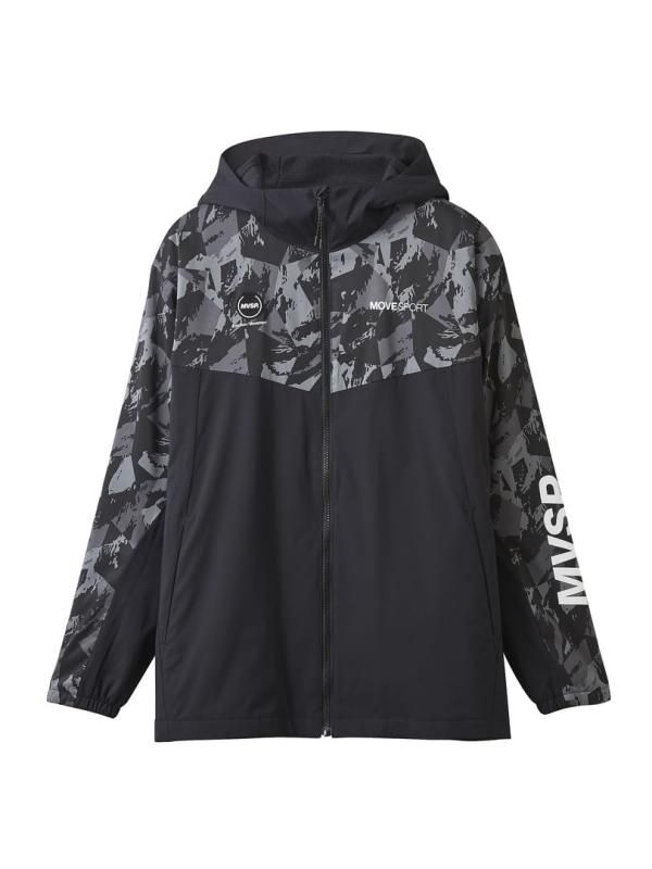 DESCENTE デサント HEATNAVI 総柄グラフィック スリーブロゴ フルジップフーディー BKBK O