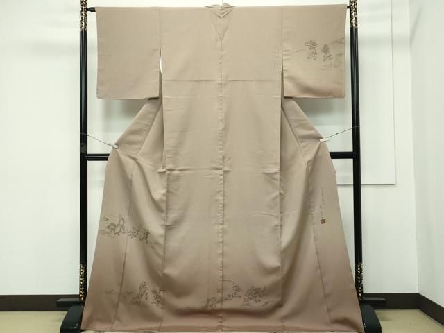 平和屋着物□極上 訪問着 お召地 作家物 手描き 鳥獣戯画 暈し