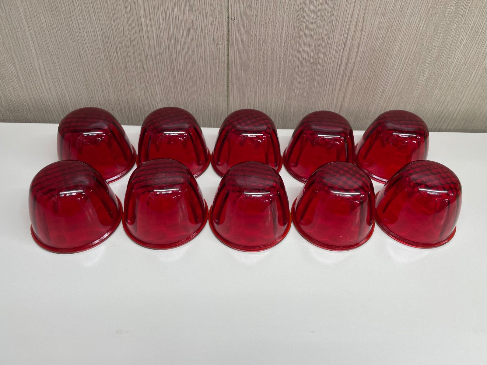 JB新型マ－カーレンズ 赤 10個 レッド ガラス レンズのみ IKK レトロ デコトラ アート トラックショップASC