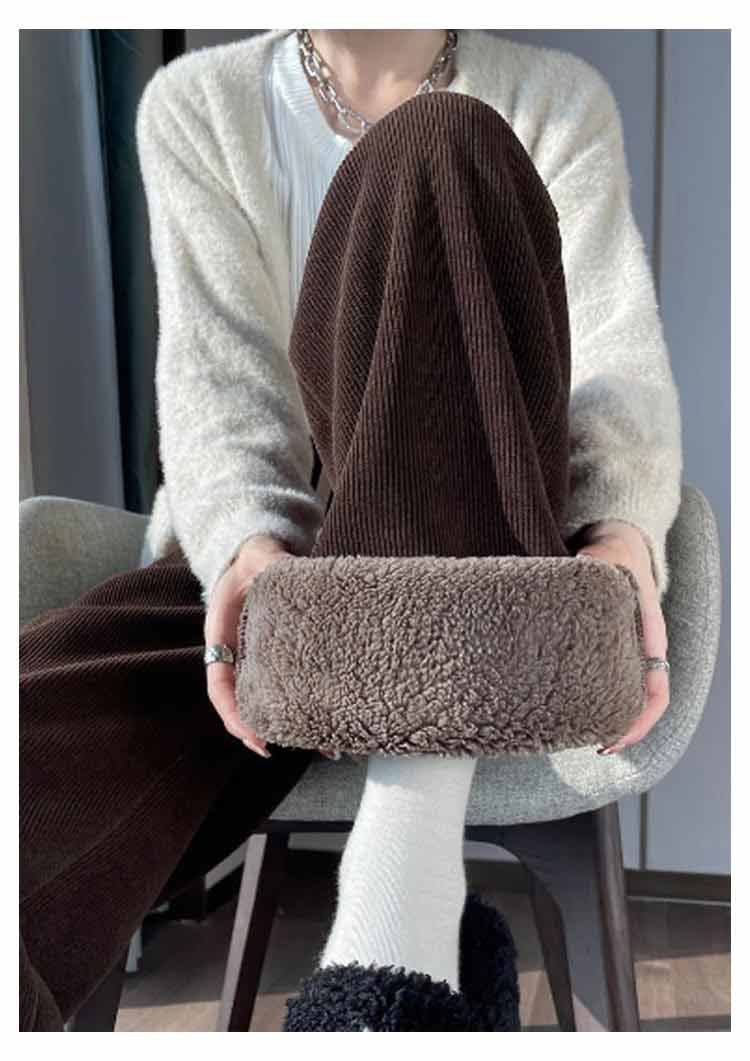 コーデュロイ パンツ リブ 裏起毛 レディース ワイドパンツ ロング ストレートパンツ ウエストゴム 防寒ズボン 裏起毛パンツ 暖 スカンツ 防寒 スウェット ボトムス 大きいサイズ ロングパンツ dongdong12689 DECORATOM_COM_BR