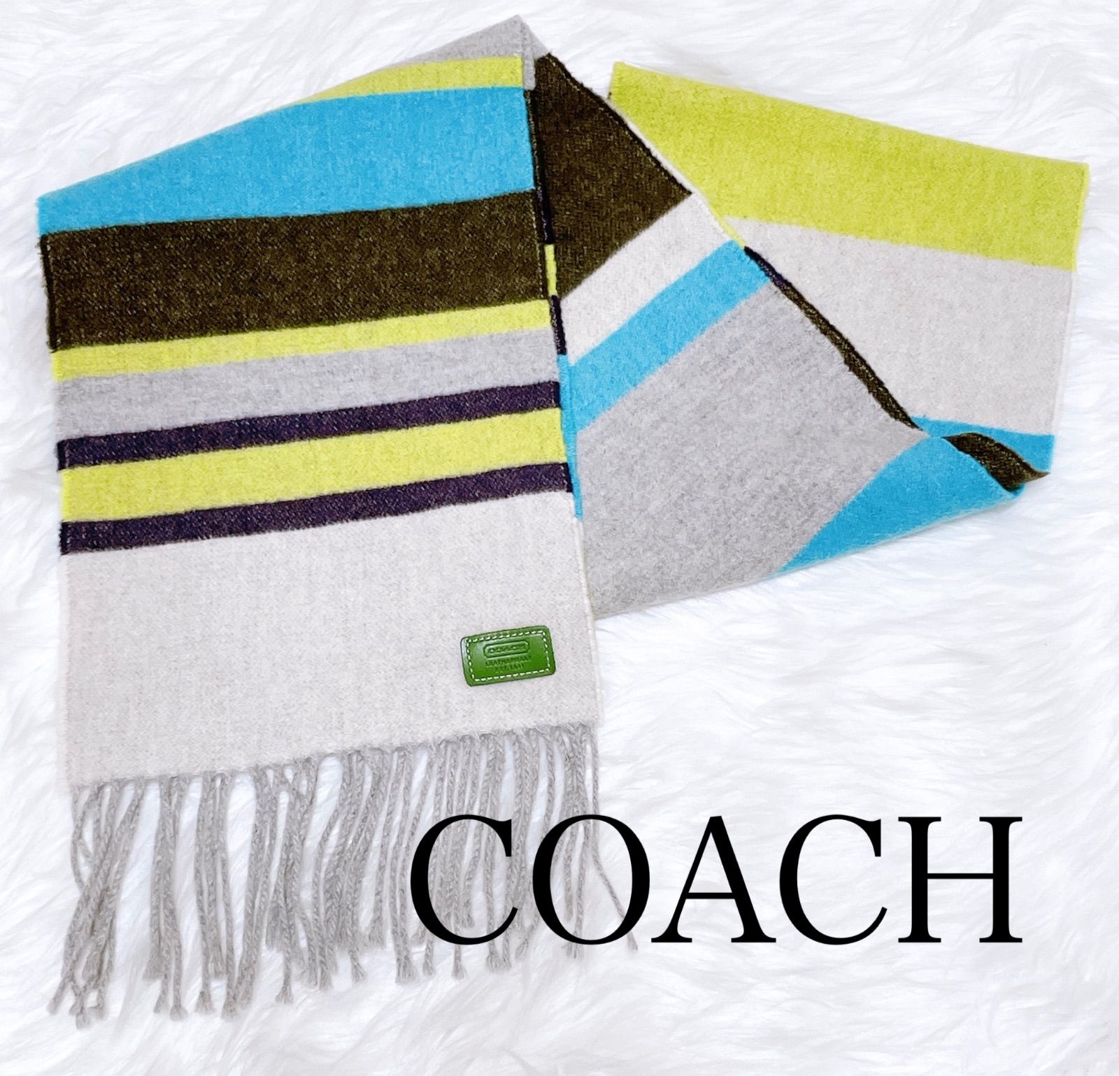 コーチ カシミヤ マルチ マフラー フリンジ