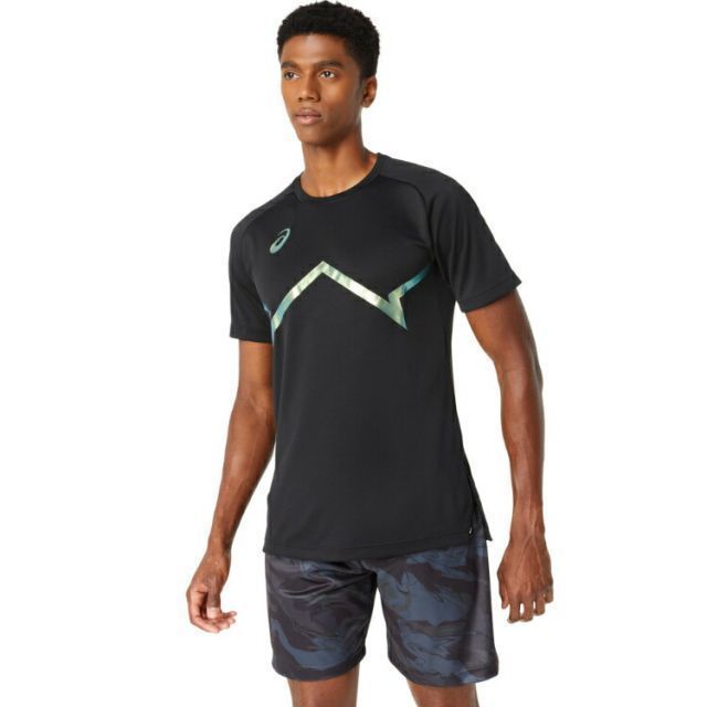 asics アシックス DRY PRINT SHORTSLEEVE SHI パフォーマンスブラックXゴールド L 2063A290 2 | スポーツ スポーツウェア バスケットボール ドライプリント ウエア ト ップス 半袖 シャツ Tシャツ ユニセッ