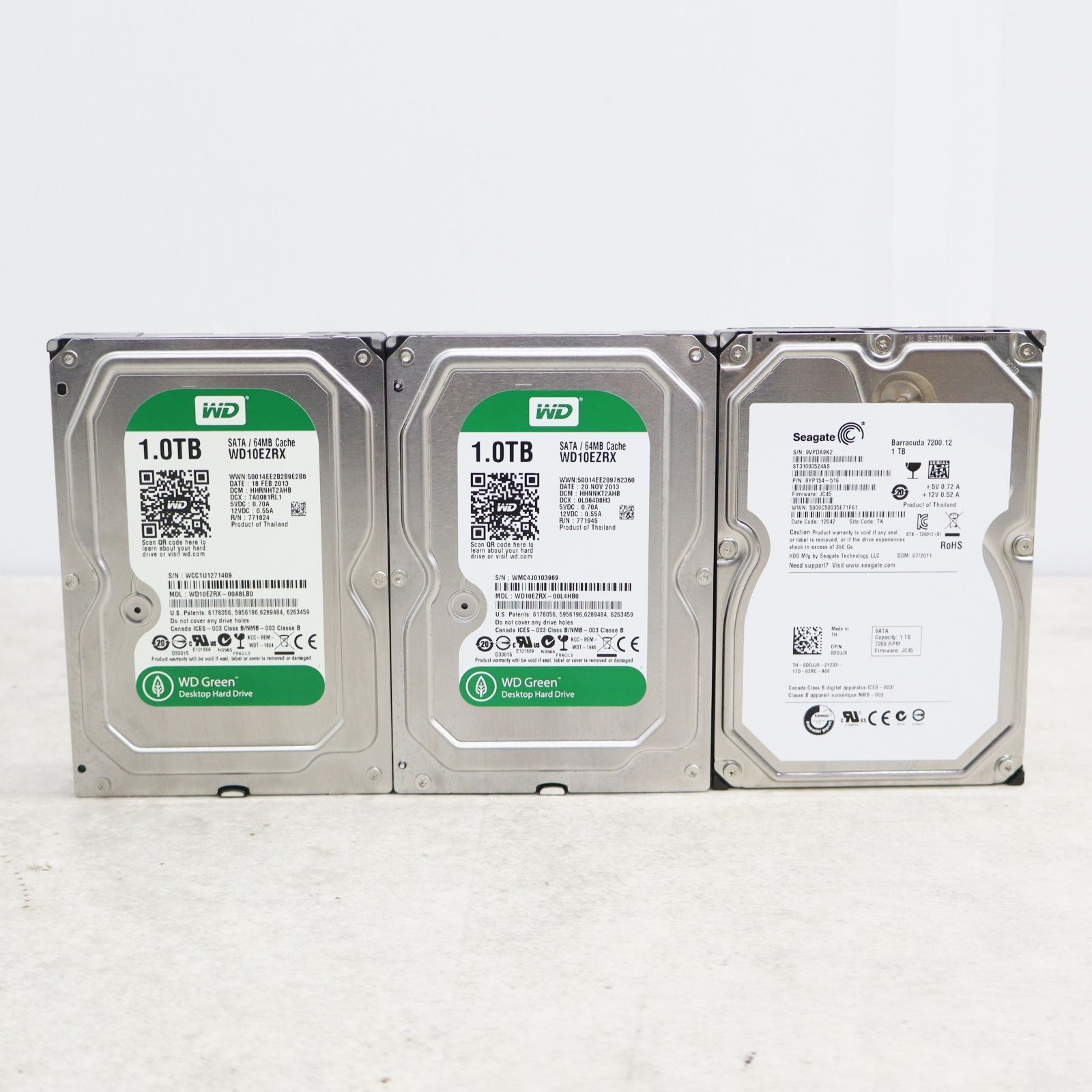 動作ジャンク注意品/12台セット） 3.5インチHDD/1TB/1000GB/SATA