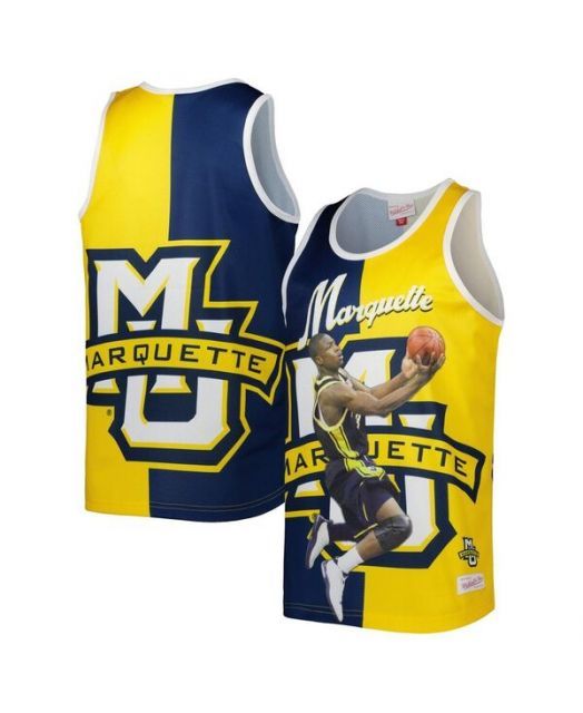【送料無料】 ミッチェル&ネス メンズ タンクトップ トップス Men's Dwyane Wade Blue Gold Marquette Golden Eagles Sublimated Player Tank Top Blue Gold