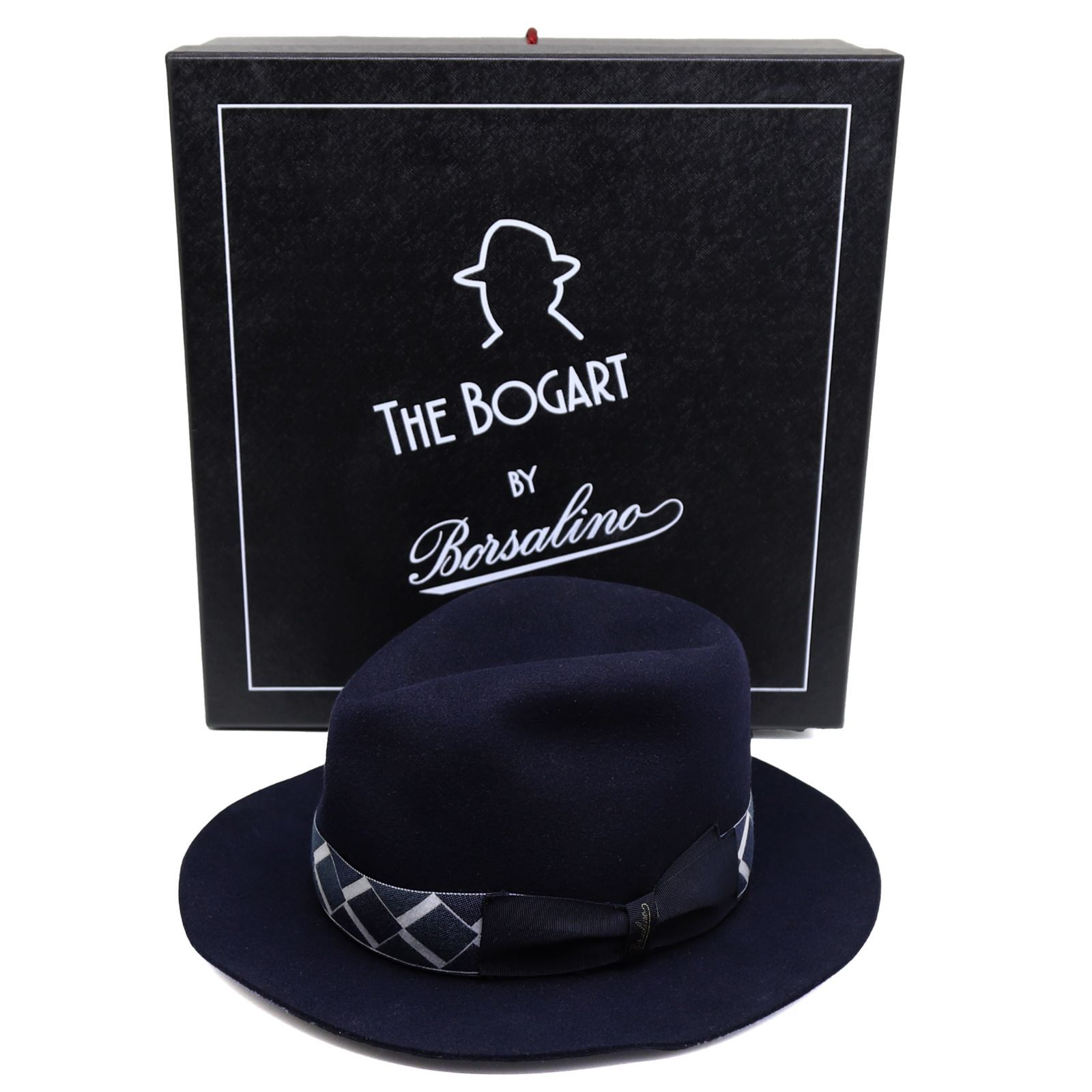 ボルサリーノ×ハンフリーボガート フェルトハット ネイビー 中折れ サイズ59 392836-0410
