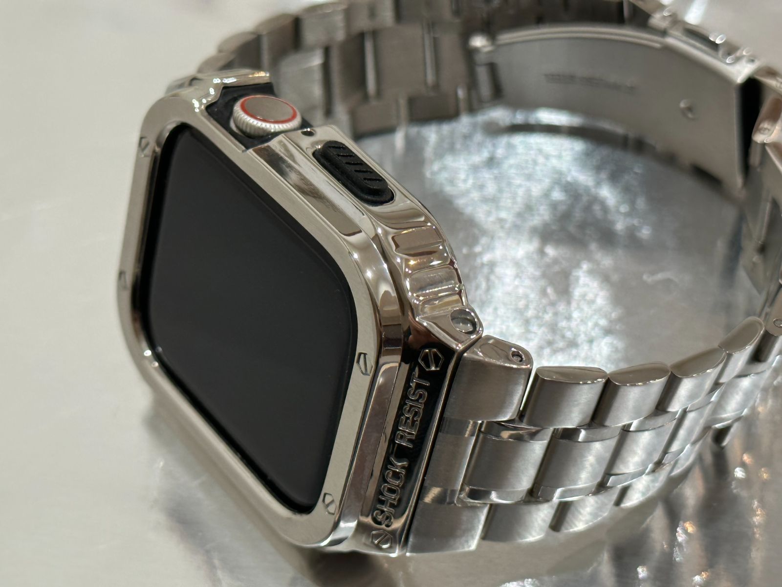 Apple Watch メタルケース カバー ステンレスバンド シルバー MS - AIR