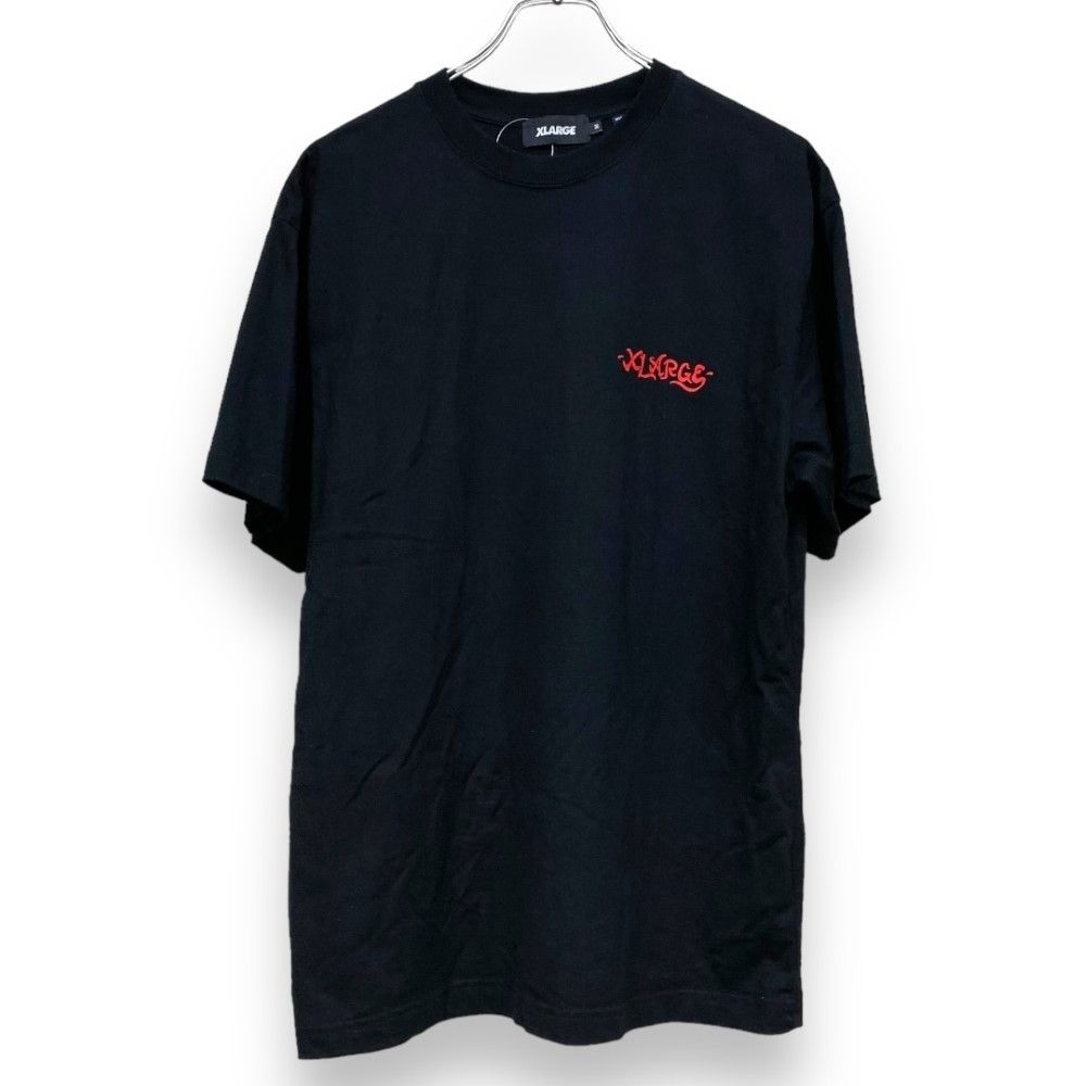 X-LARGE バックプリント半袖Tシャツ Mサイズ ブラック 101229011006 