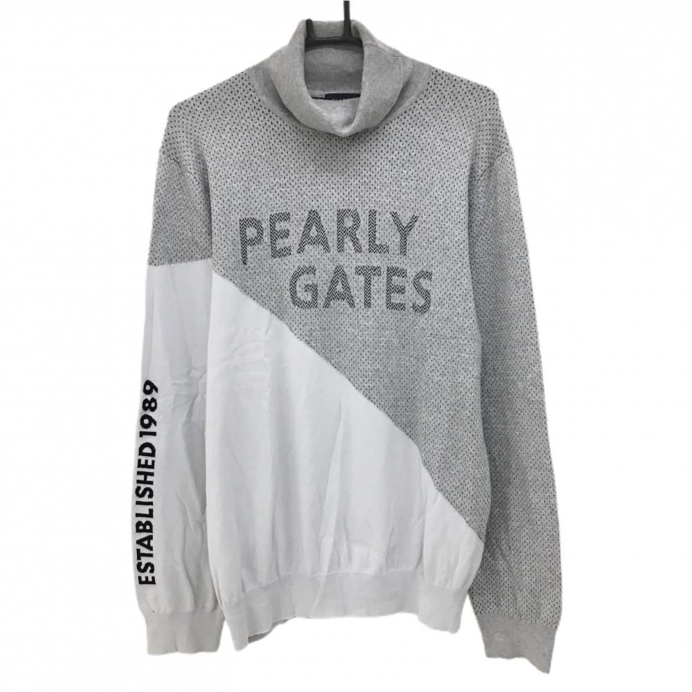 PEARLY GATES - 【美品】パーリーゲイツ タートルネックセーター グレー×白 一部ピンドット風 メンズ 7(XXL) ゴルフウェア 2024年モデル PEARLY GATES 美品】パーリーゲイツ タートルネックセーター グレー×白 一部