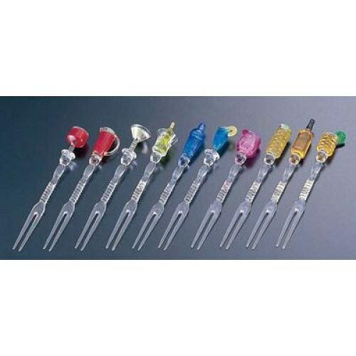 【新品・3営業日で発送】アズワン アクリル　ハッピーアワーカクテルフォーク１０本セット　Ｃ－１０－Ｈ【PHO5201】