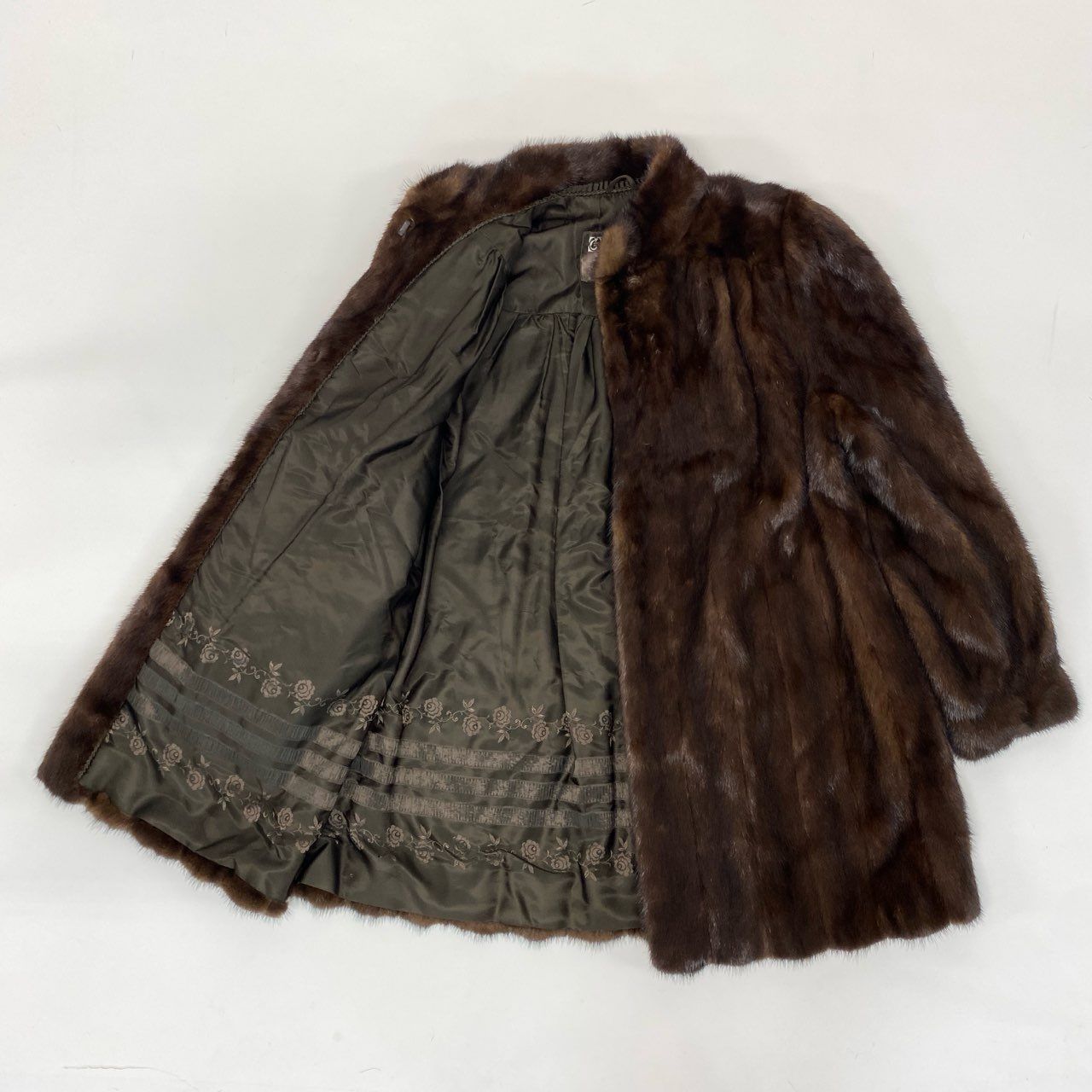 76j6 EMBA エンバ ダークミンク 毛皮コート ミンクコート セミロング