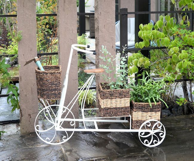 送料無料 自転車型３バスケットプランター 花台 ガーデン アバカロープ（176）
