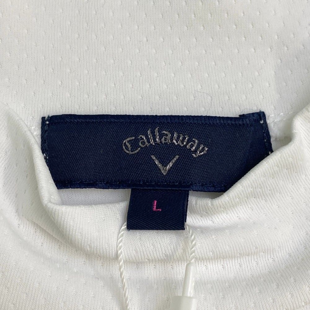 サイズ：L CALLAWAY キャロウェイ  メッシュ切替 ハイネック半袖Tシャツ  ホワイト系 [240101415259] ゴルフウェア レディース ストスト CALLAWAY キャロウェイ メッシュ切替 ハイネック半袖Tシャツ