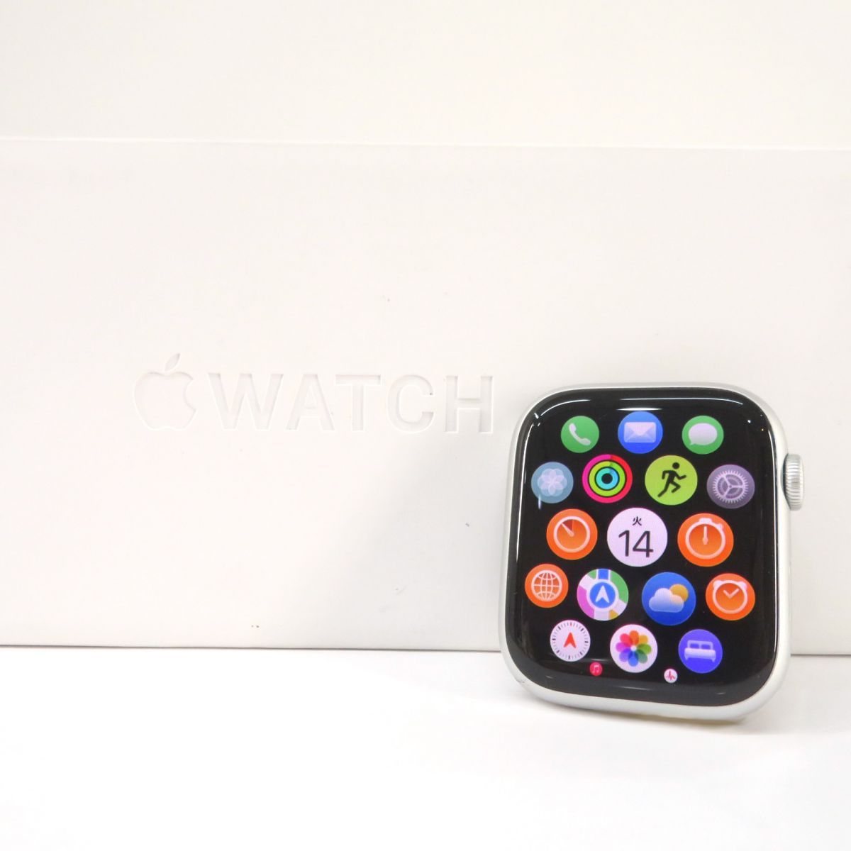 Apple Watch Series 9 GPSモデル 45mm MR9D3J A シルバー ストームブルースポーツバンド S M バッテリー最大容量91％