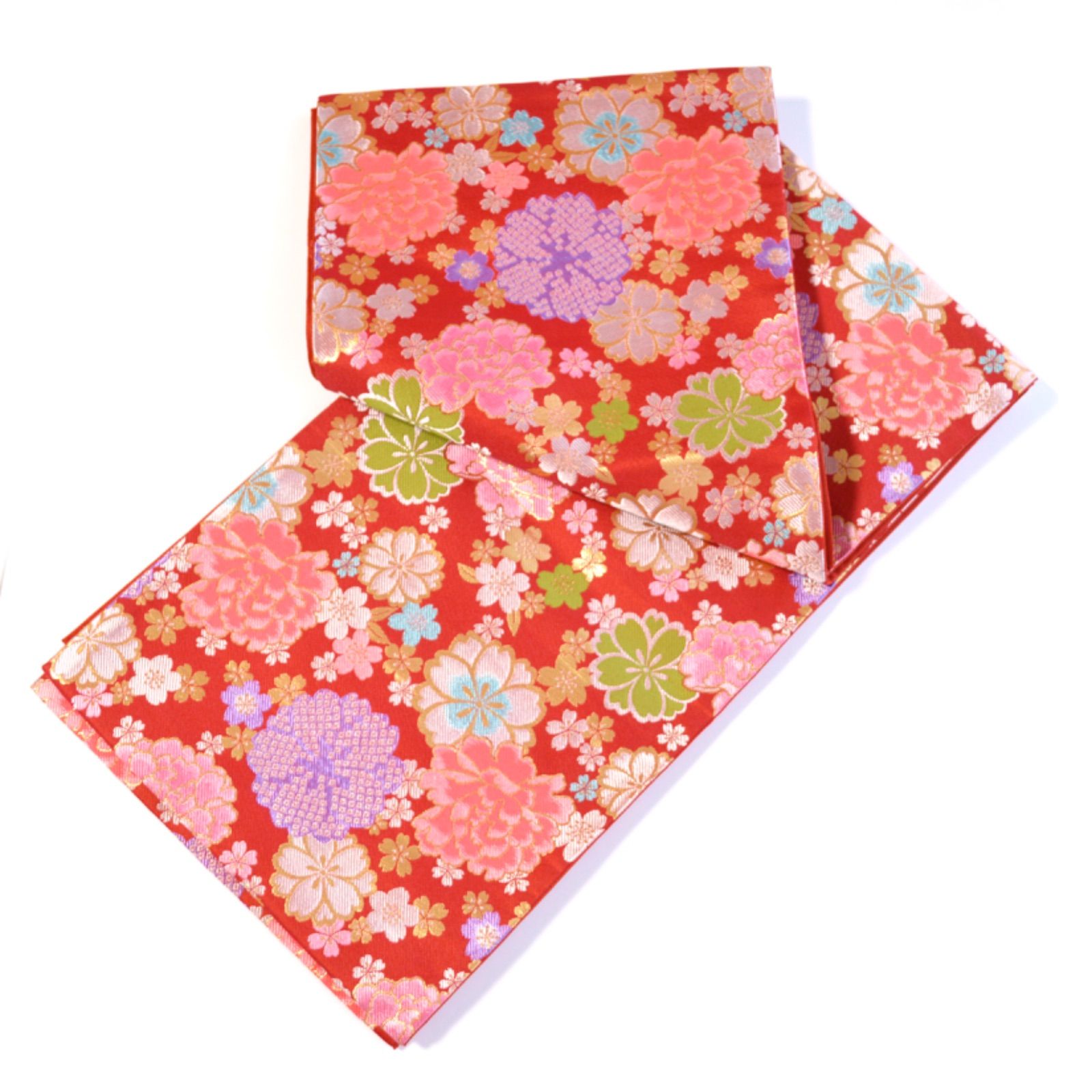 七五三 7歳用 袋帯 女の子 仕立て上がり品 ポリエステル 花柄 赤