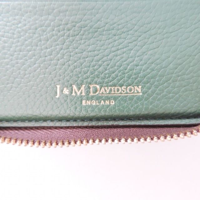 J&MDavidson(ジェイ&エムデヴィッドソン) 2つ折り財布 - グリーン ラウンドファスナー/タッセル レザー