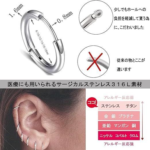 関税送料込【MISSOMA】ダブル リンク フープ ピアス 在庫処分】[Fuushspoy] 10個セット フープピアス リング メンズ