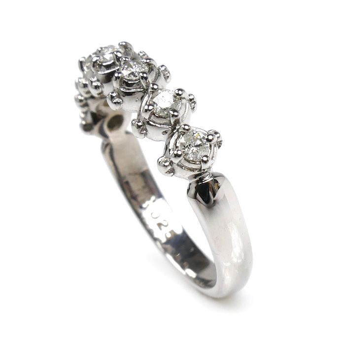 AHKAH アーカー K18WG ホワイトゴールド リング 指輪 ダイヤモンド0.25ct 10号 4.0g レディース