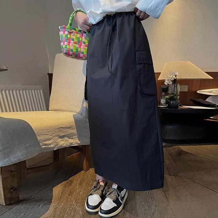 カーゴスカート ロングスカート レディース スカート ロング丈 マキシスカート 体型カバー ウエストゴム ポケット付き 大きいサイズ S-5XL ミリタリースカート カジュアル 美脚 おしゃれ 春 夏 sam455 NICORILABO_COM