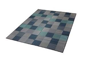 イケヒコ 純国産 袋織 い草ラグカーペット ＤＸ京刺子 ブルー 約 裏 不織布