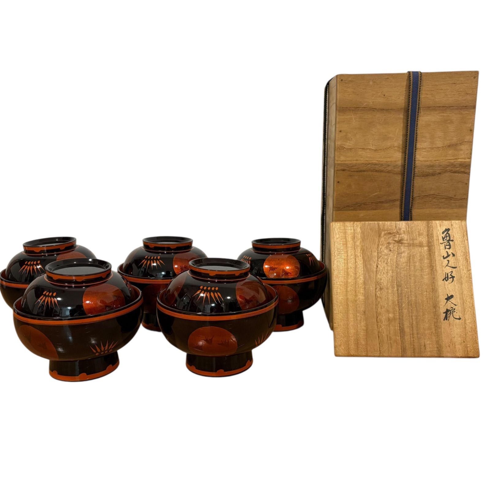 塗師 辻石斎 作 魯山人好 大椀 五客揃 共箱 漆器 和食器 - メルカリ