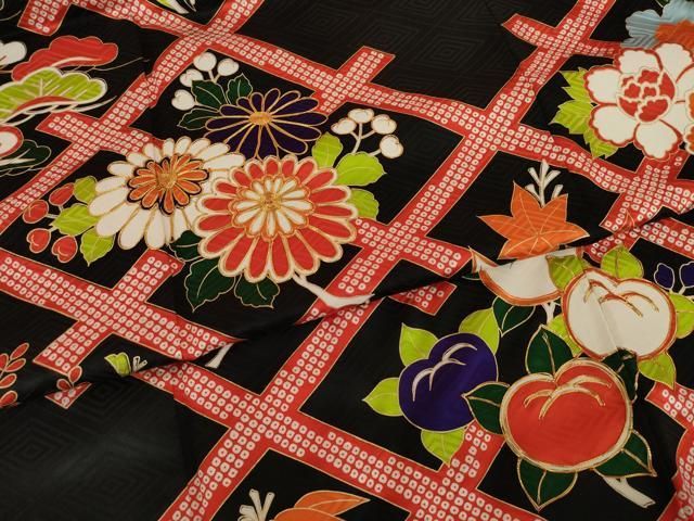 平和屋着物○豪華振袖・長襦袢(無双仕立て)セット 駒刺繍 吉祥花籬文  