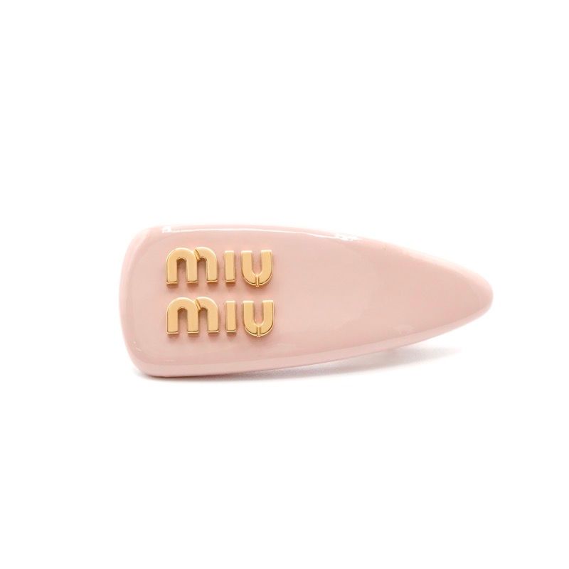 ミュウミュウ MIUMIU ヘアアクセサリー ピンク ゴールド ロゴ