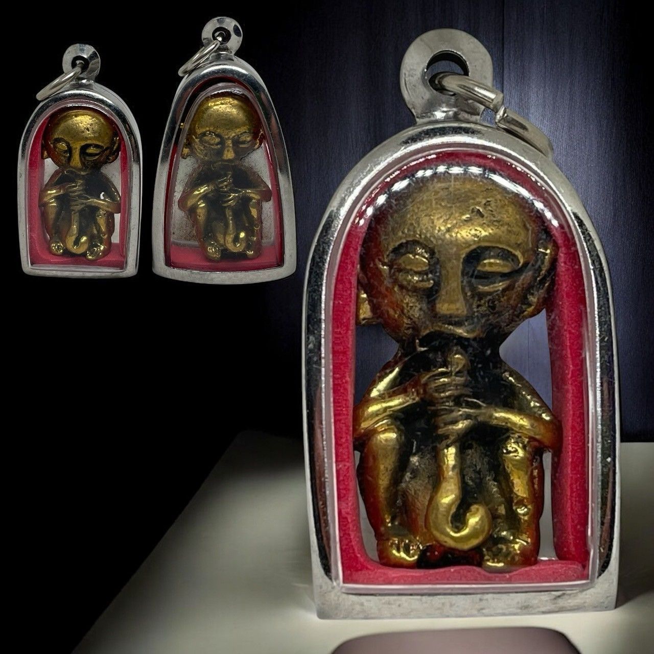 プラクルアン 金 胎児 男の子 臍の緒 タイ 呪物 民芸品 御守り