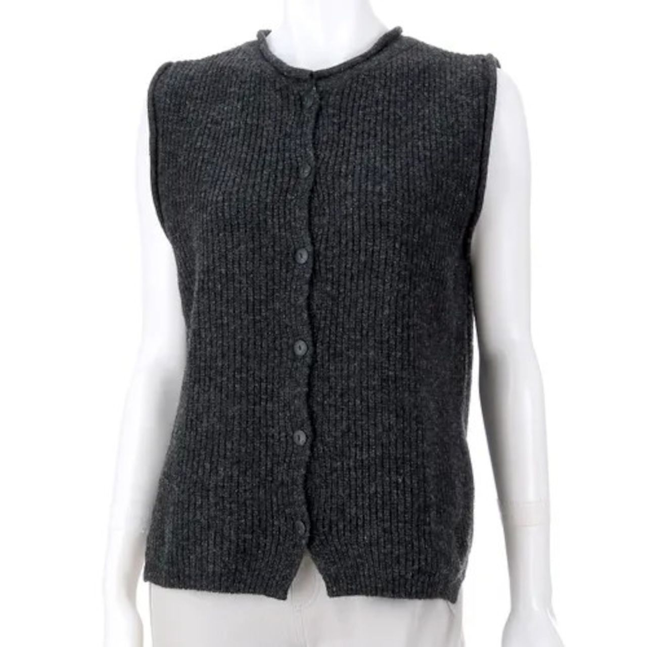 mao made マオメイド ベスト ニットベスト レディース レディース前ボタン 前開きベスト 40代 50代 トップス 2way チャコールグレー ウール 毛 日本製 送料無料