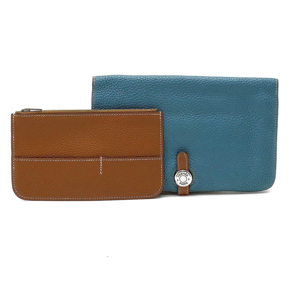 エルメス ドゴン デュオ 長財布 ブルー ジーン □G 二つ折り エルメス(HERMES)エルメス ドゴンGM ブルージーン 二つ折り長