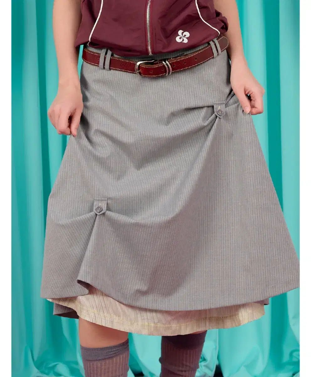 異端者 ボタン フ スカート BUTTON FLARED SKIRT grey