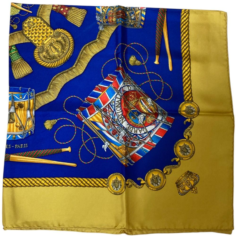 【美品】Hermes カレ Les Tambours タンブールの太鼓 HERMES - 美品 HERMES エルメス カレ90 LES TAMBOURS タンブール