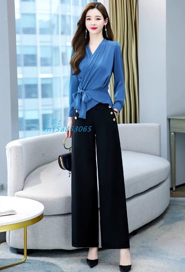 かっこいい パンツドレス セットアップ レディース おしゃれ パンツ 結婚式 ブラウス パーティードレス 3Lシャツ ドレス 大きいサイズ 長袖 お呼ばれ 韓国 kni5a853065