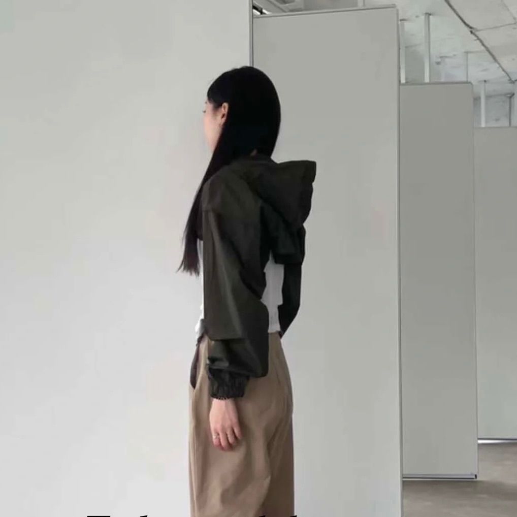❤︎ボレロハイネックフードナイロンジャケット ホワイト 白
