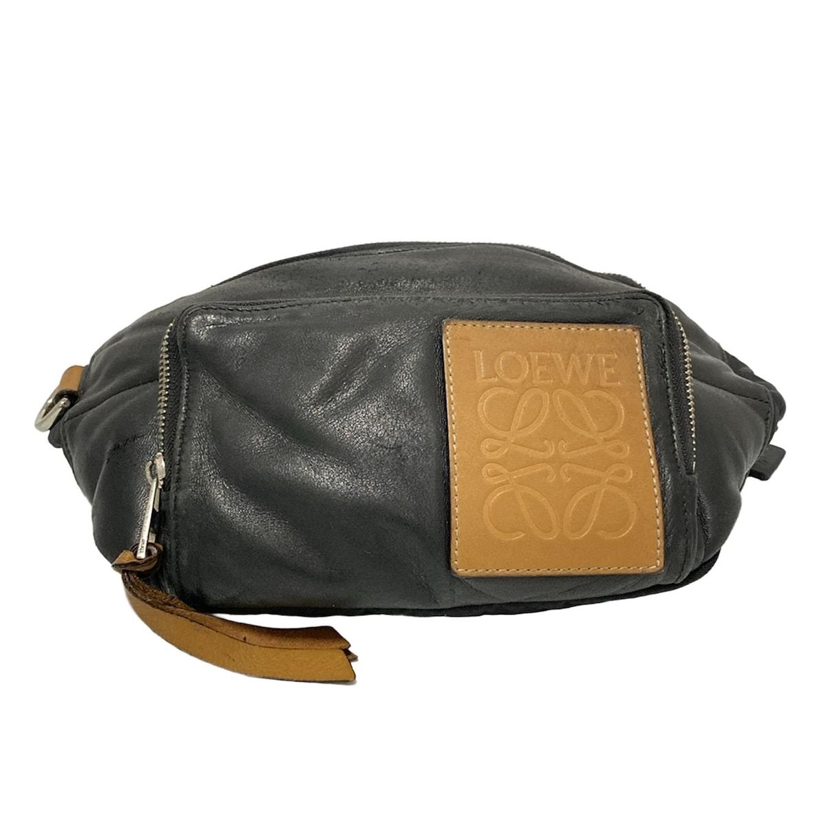 LOEWE(ロエベ) ウエストポーチ - 黒×ブラウン レザー - メルカリ