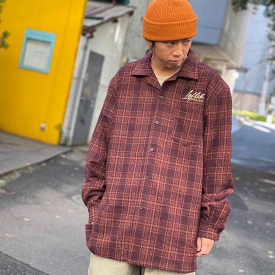 LEFLAH レフラー 3col. wool check shirts（BURGUNDY) チェックシャツ