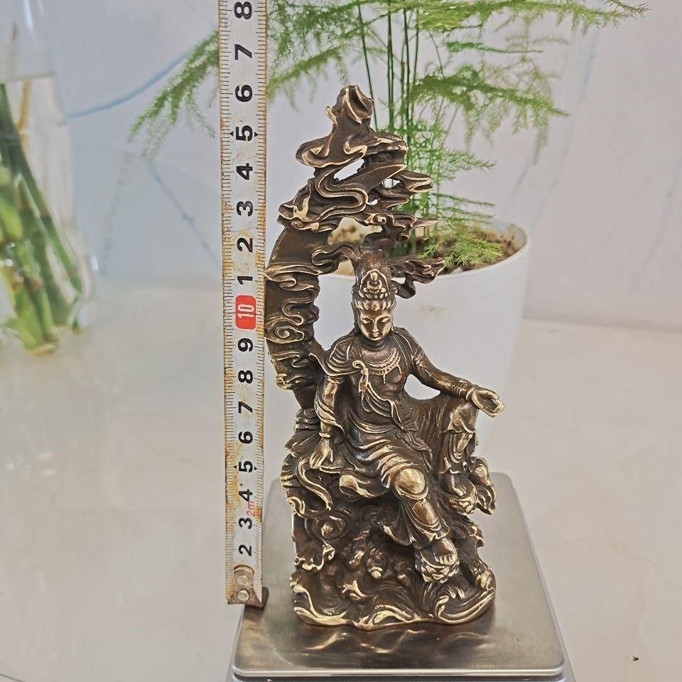 仏教美術 菩薩 観音 銅製 仏像 彫刻 置物 開運 風水 菩薩 水月観音 銅製 仏像 彫刻 置物 開運 風水 現代工芸品 美術