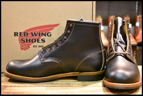 7.5D 24年 レッドウィング 9060 ベックマン ブラッククローンダイク 黒 茶芯 フラットボックス ブーツ redwing HOPESMORE FF042