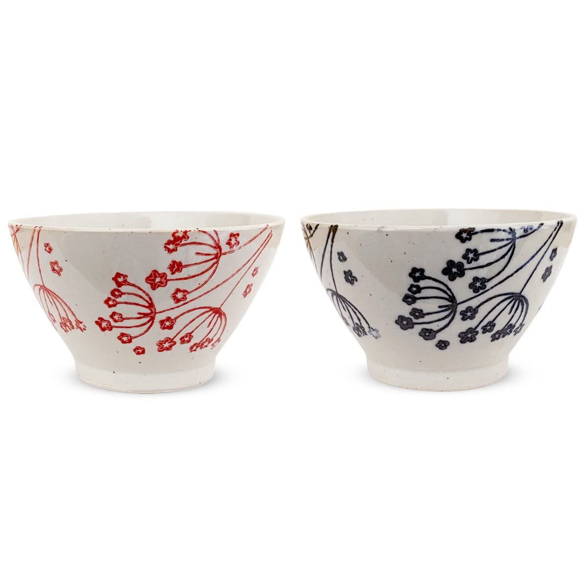 【在庫処分】J-kitchens 勲山窯 ペア くらわんか 茶碗 セット 直径 11cm 高さ 6.5cm カスミソウ 波佐見焼 日本製